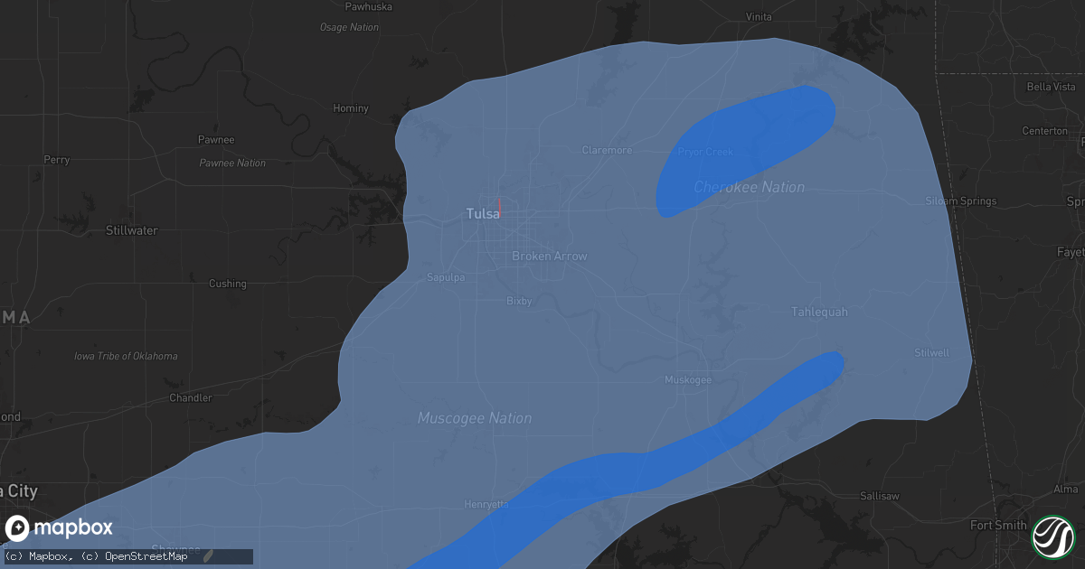 Hail map in Broken Arrow, OK on November 2, 2024