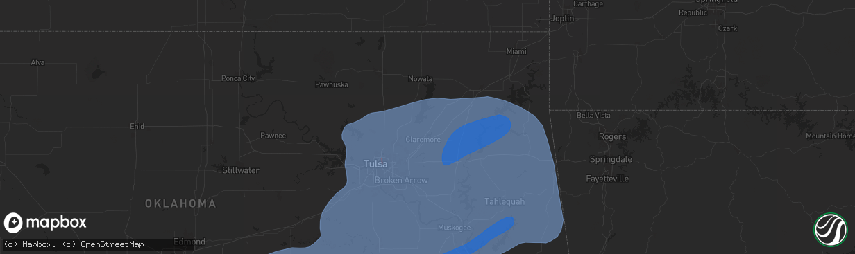 Hail map in Claremore, OK on November 2, 2024