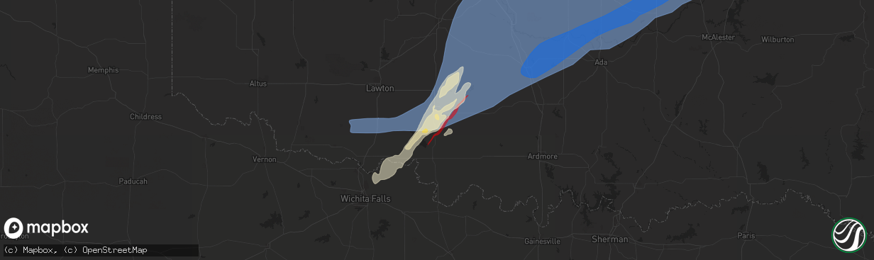 Hail map in Comanche, OK on November 2, 2024