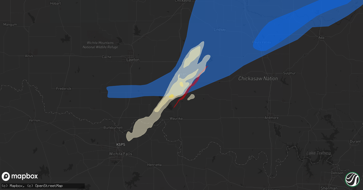 Hail map in Comanche, OK on November 2, 2024
