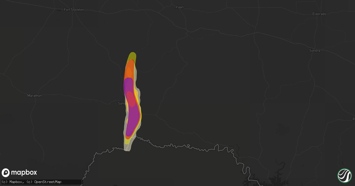 Hail map in Dryden, TX on November 2, 2024