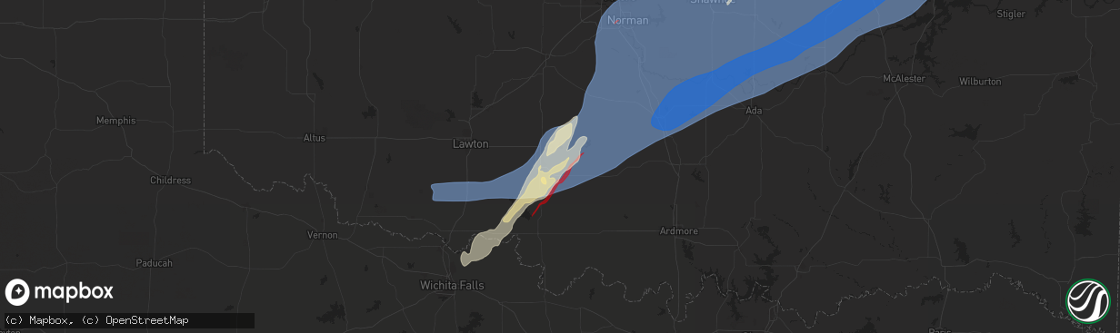 Hail map in Duncan, OK on November 2, 2024