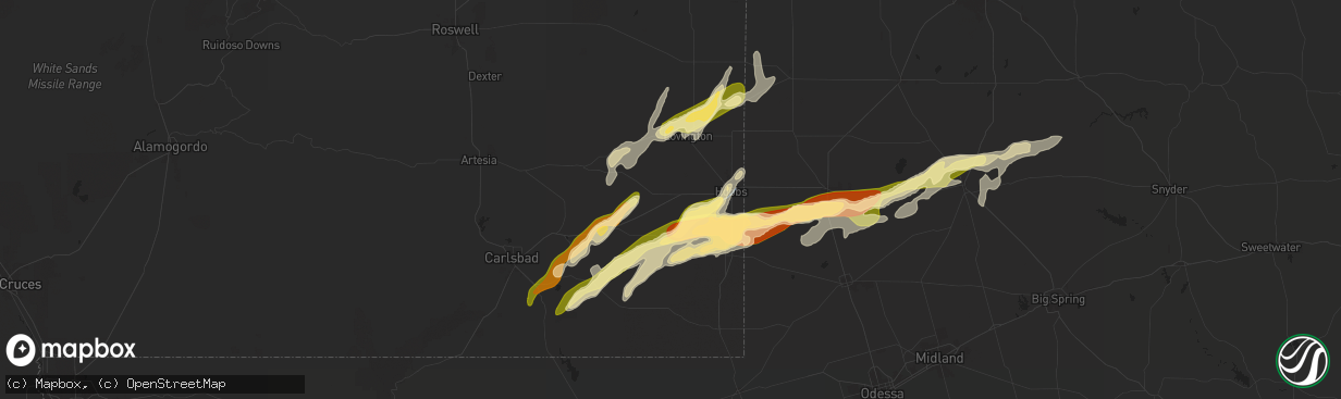 Hail map in Hobbs, NM on November 2, 2024