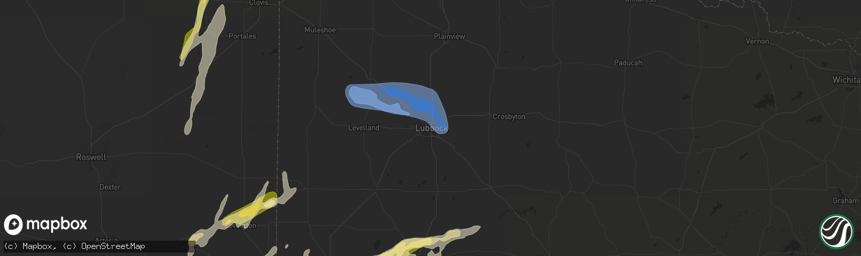 Hail map in Lubbock, TX on November 2, 2024