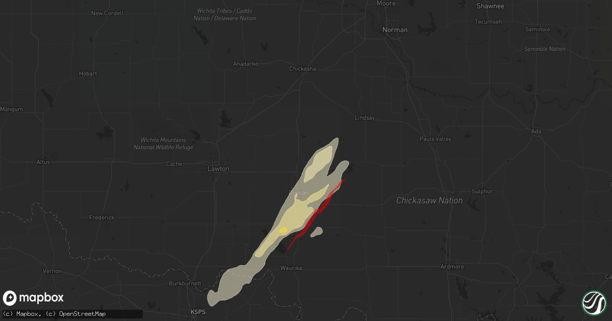 Hail map in Marlow, OK on November 2, 2024