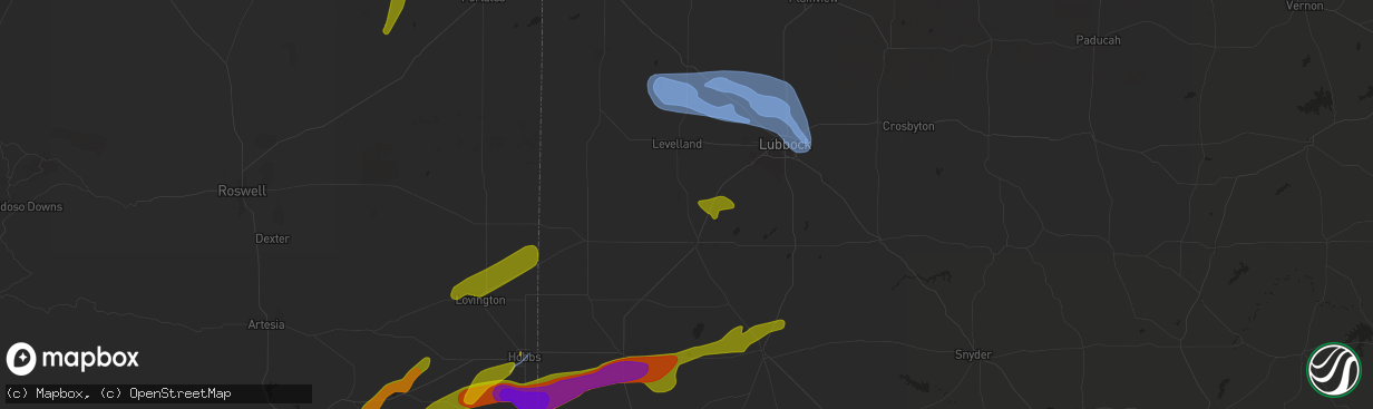 Hail map in Meadow, TX on November 2, 2024