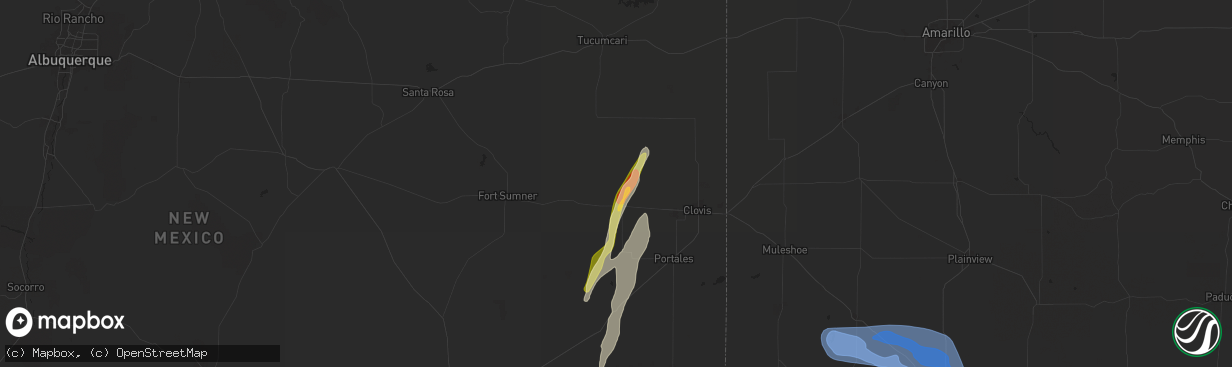 Hail map in Melrose, NM on November 2, 2024