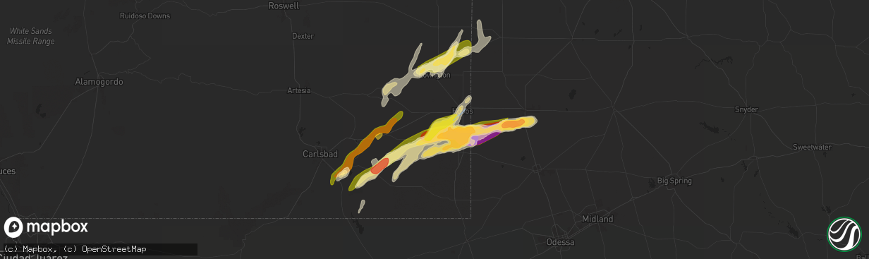 Hail map in Monument, NM on November 2, 2024