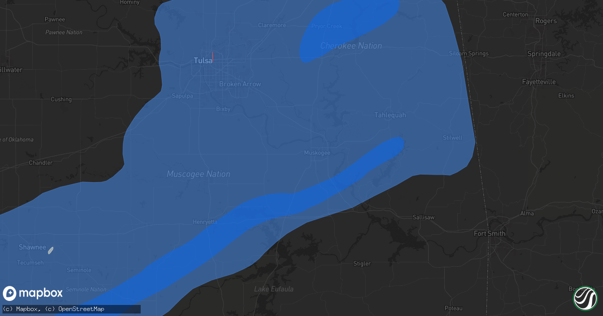 Hail map in Muskogee, OK on November 2, 2024
