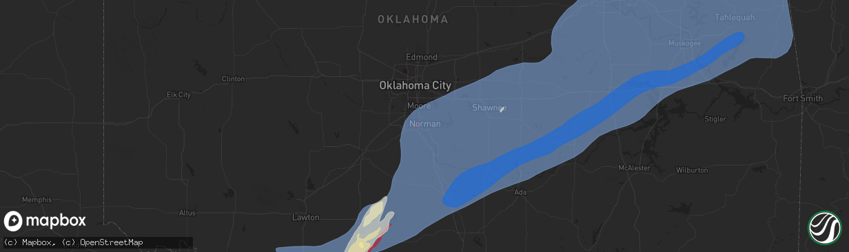 Hail map in Norman, OK on November 2, 2024