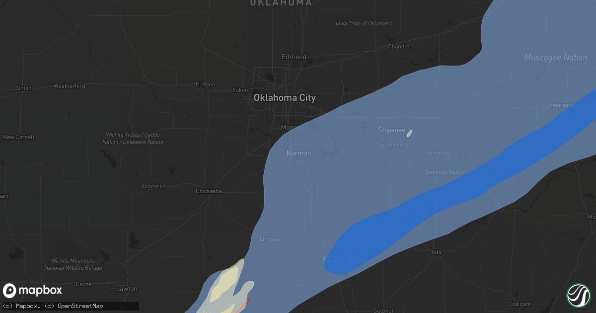 Hail map in Norman, OK on November 2, 2024