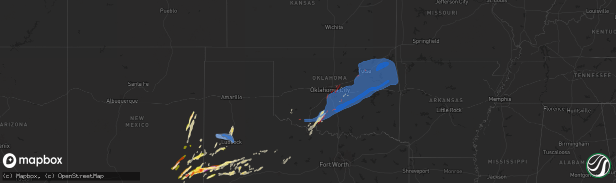 Hail map in Oklahoma on November 2, 2024