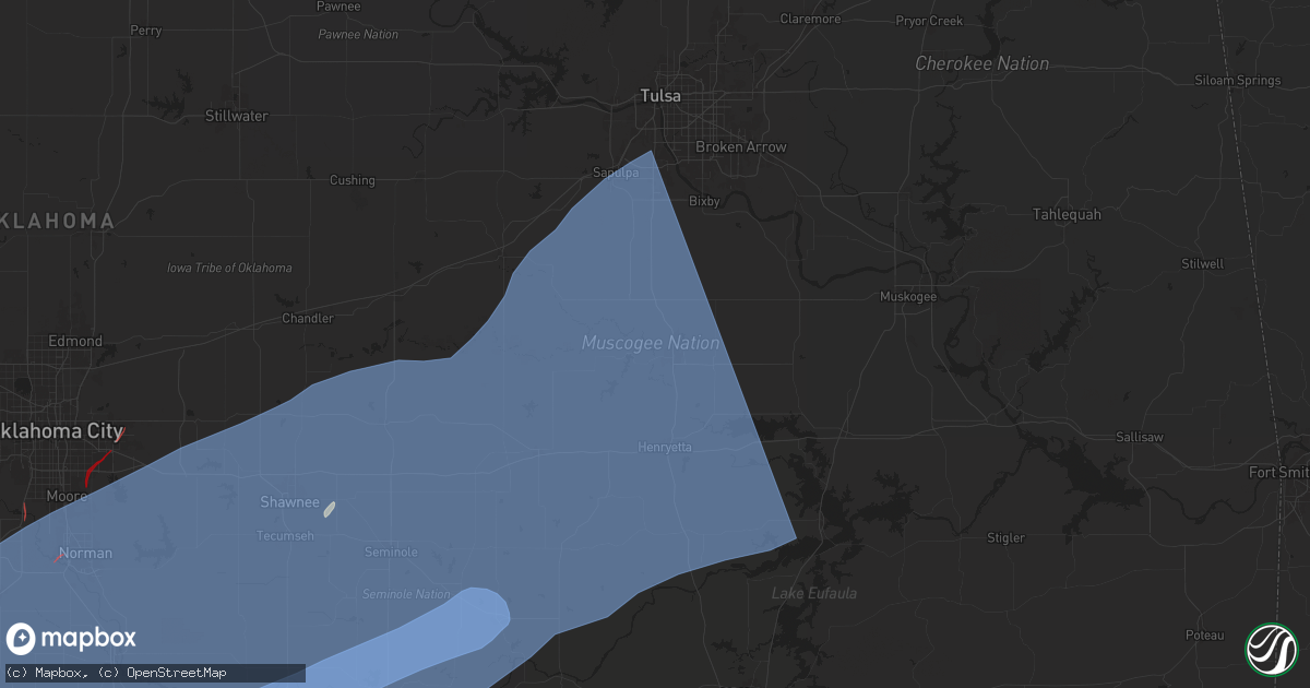 Hail map in Okmulgee, OK on November 2, 2024