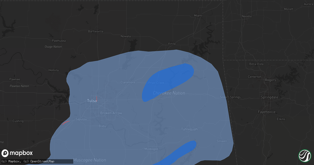Hail map in Pryor, OK on November 2, 2024