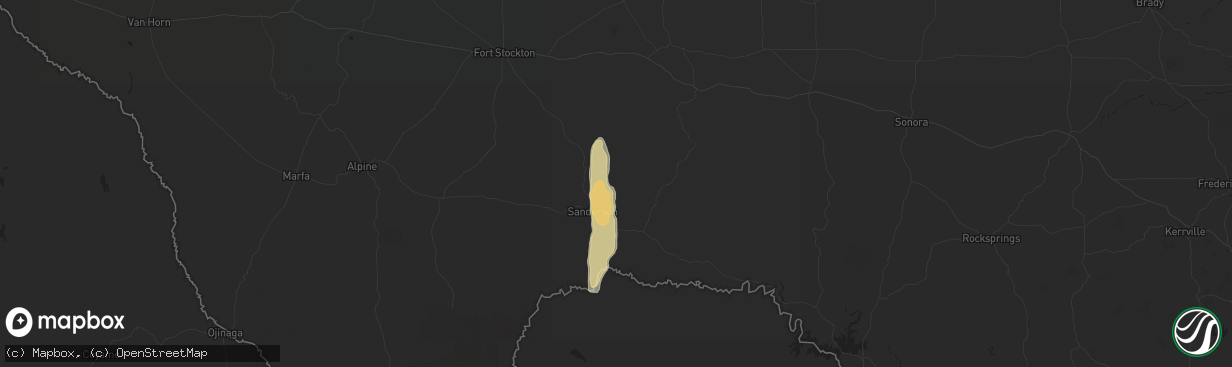 Hail map in Sanderson, TX on November 2, 2024