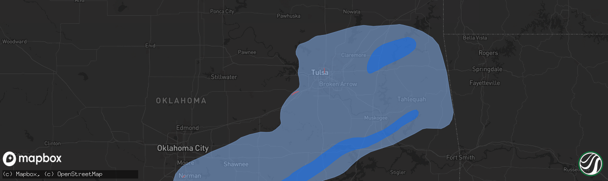 Hail map in Sapulpa, OK on November 2, 2024