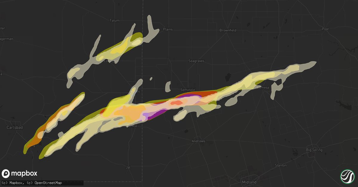 Hail map in Seminole, TX on November 2, 2024