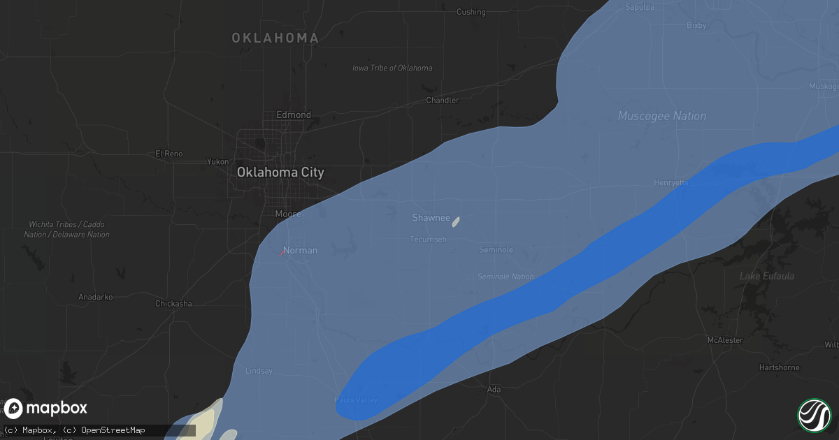 Hail map in Shawnee, OK on November 2, 2024