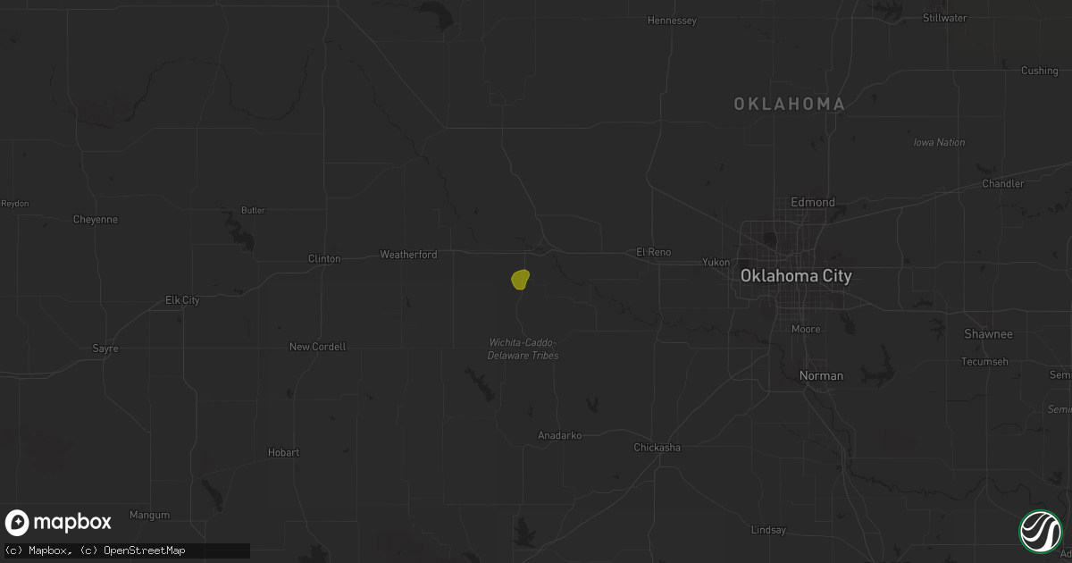 Hail map in Hinton, OK on November 3, 2016