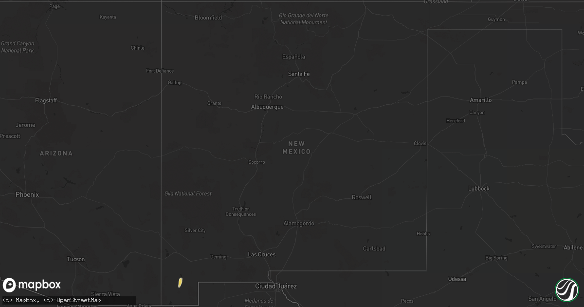Hail map in New Mexico on November 3, 2016
