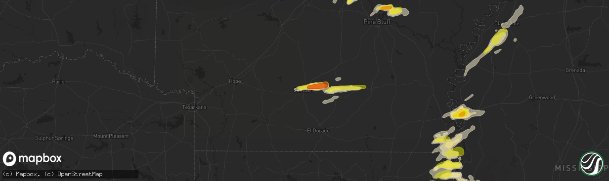 Hail map in Camden, AR on November 3, 2017