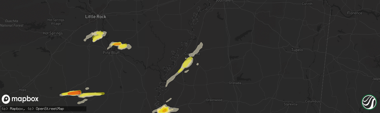 Hail map in Clarksdale, MS on November 3, 2017