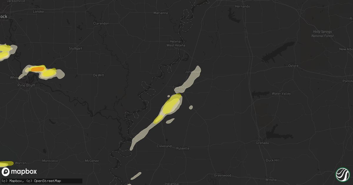 Hail map in Clarksdale, MS on November 3, 2017
