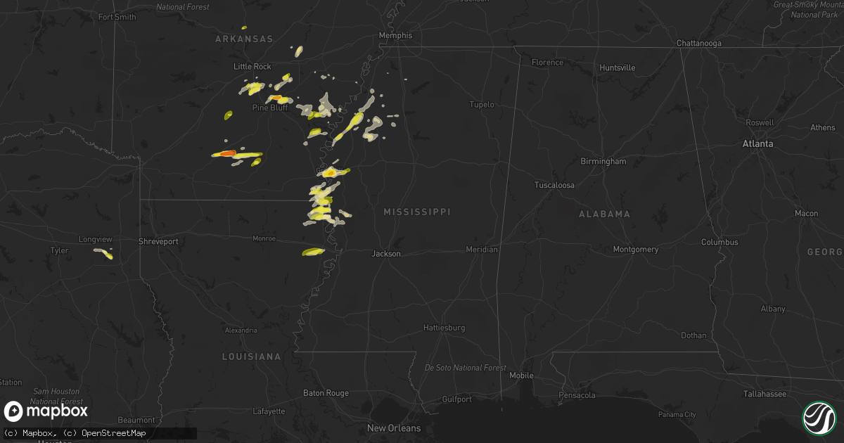 Hail map in Mississippi on November 3, 2017