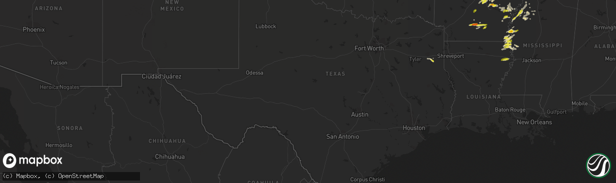 Hail map in Texas on November 3, 2017