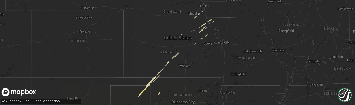 Hail map in Kansas on November 3, 2022