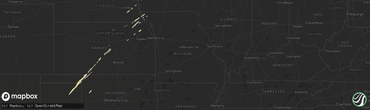 Hail map in Missouri on November 3, 2022