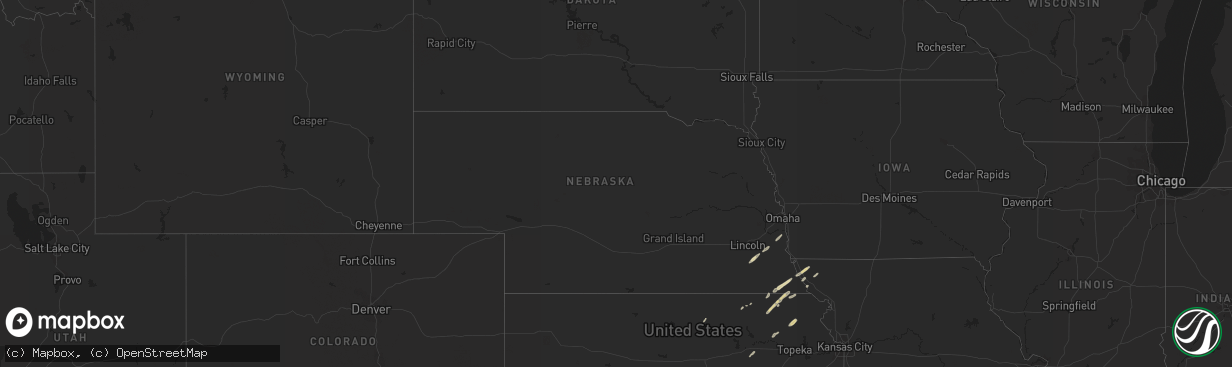 Hail map in Nebraska on November 3, 2022