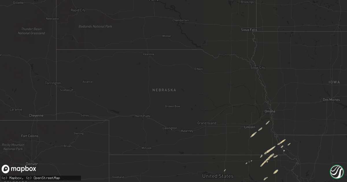 Hail map in Nebraska on November 3, 2022