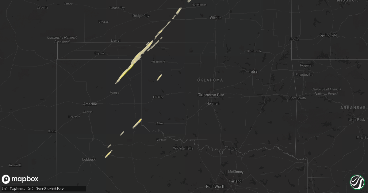 Hail map in Oklahoma on November 3, 2022