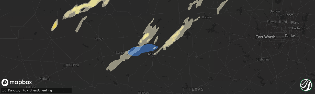 Hail map in Abilene, TX on November 3, 2024