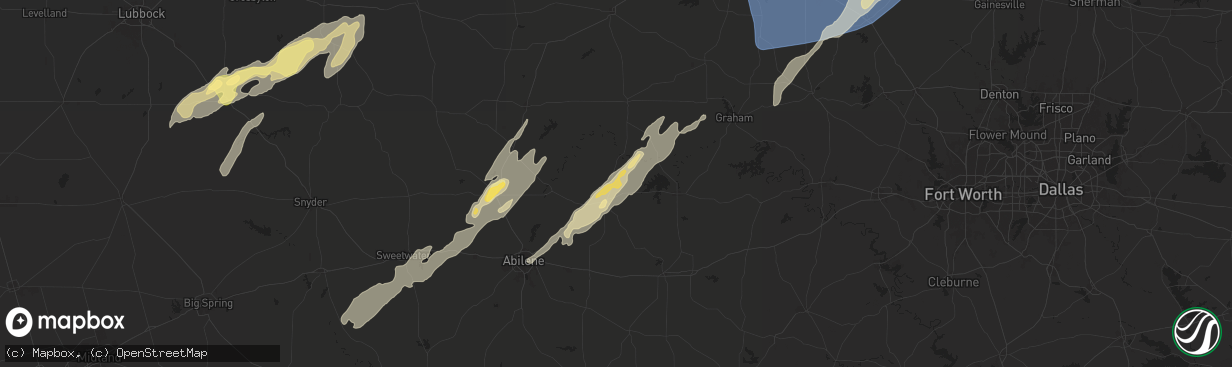 Hail map in Albany, TX on November 3, 2024