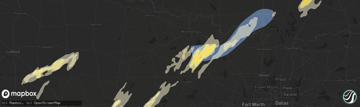 Hail map in Archer City, TX on November 3, 2024