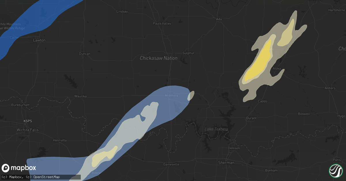 Hail map in Ardmore, OK on November 3, 2024