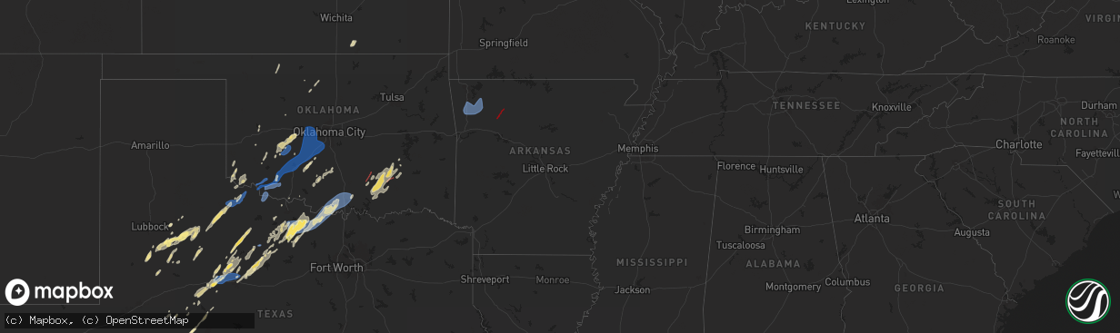 Hail map in Arkansas on November 3, 2024