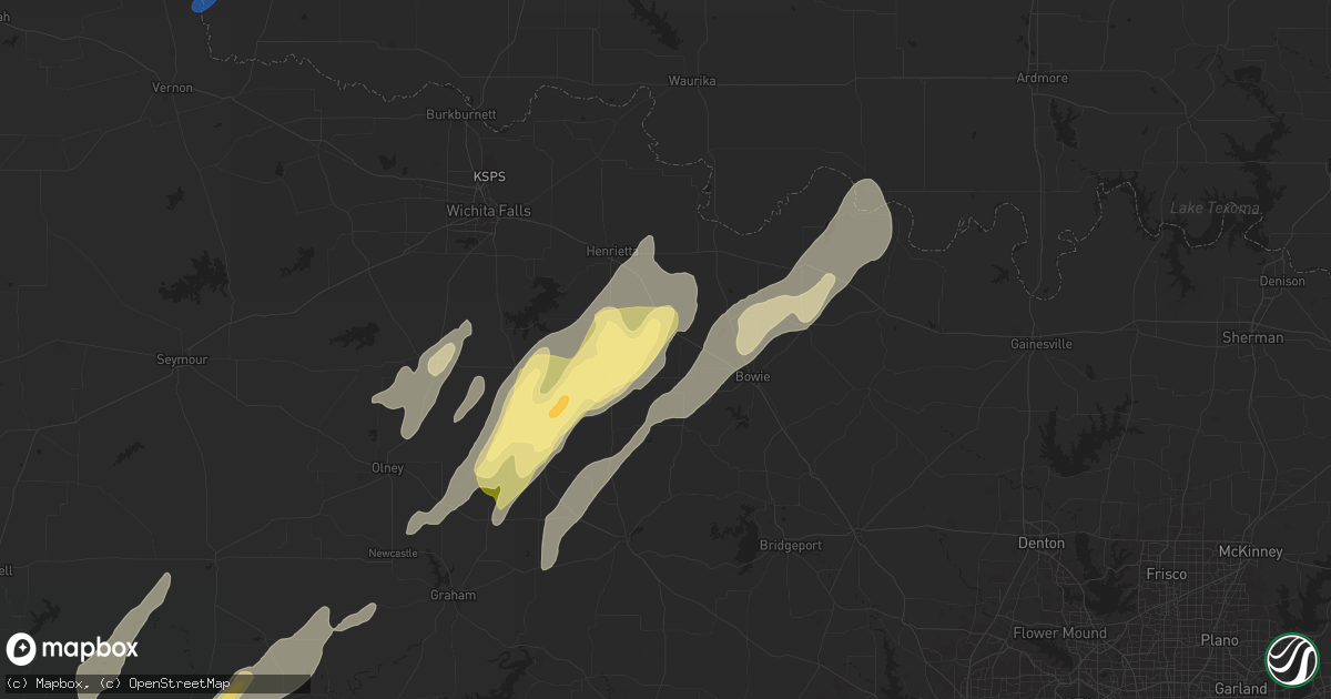 Hail map in Bellevue, TX on November 3, 2024