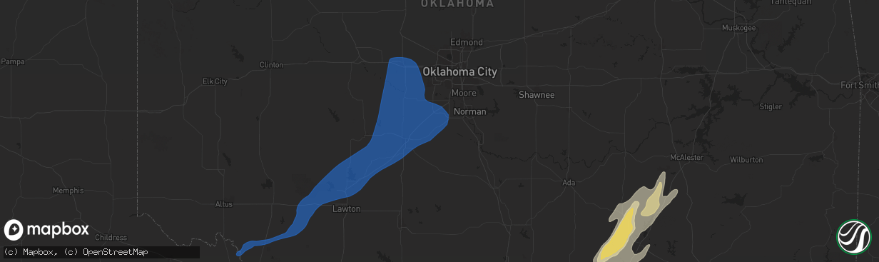 Hail map in Blanchard, OK on November 3, 2024