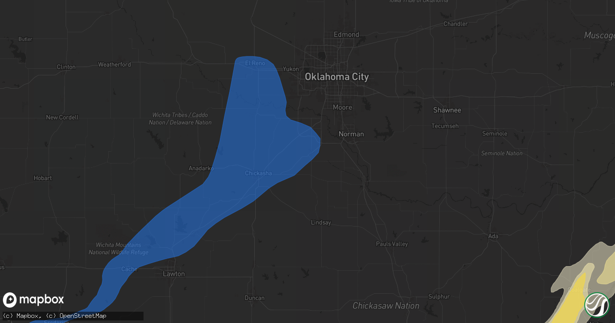 Hail map in Blanchard, OK on November 3, 2024