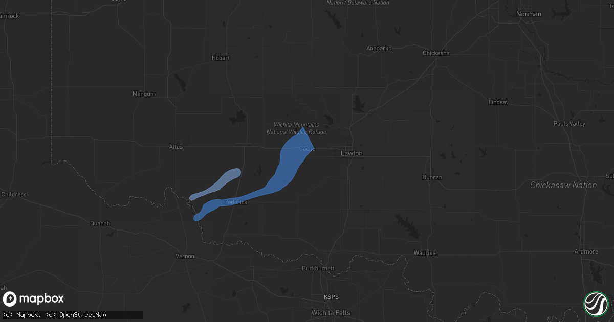 Hail map in Cache, OK on November 3, 2024