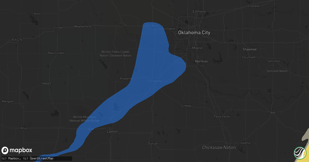Hail map in Chickasha, OK on November 3, 2024