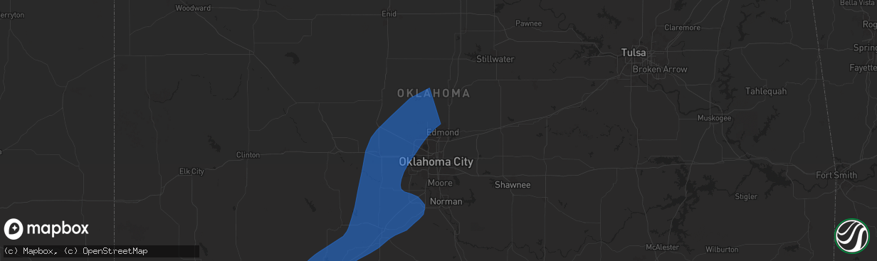 Hail map in Edmond, OK on November 3, 2024