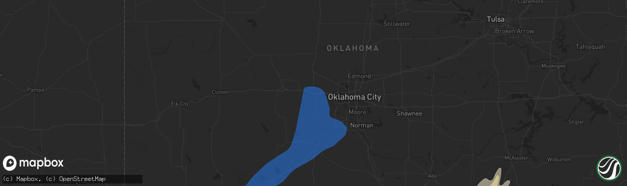 Hail map in El Reno, OK on November 3, 2024