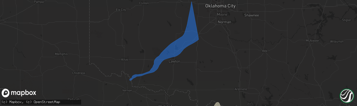 Hail map in Elgin, OK on November 3, 2024