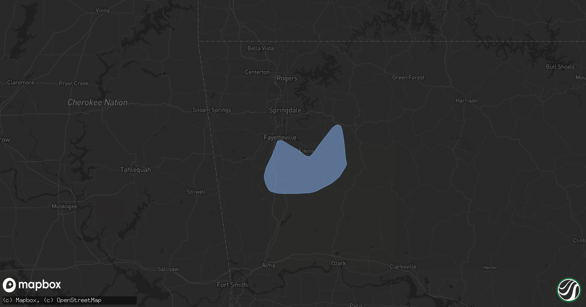Hail map in Fayetteville, AR on November 3, 2024