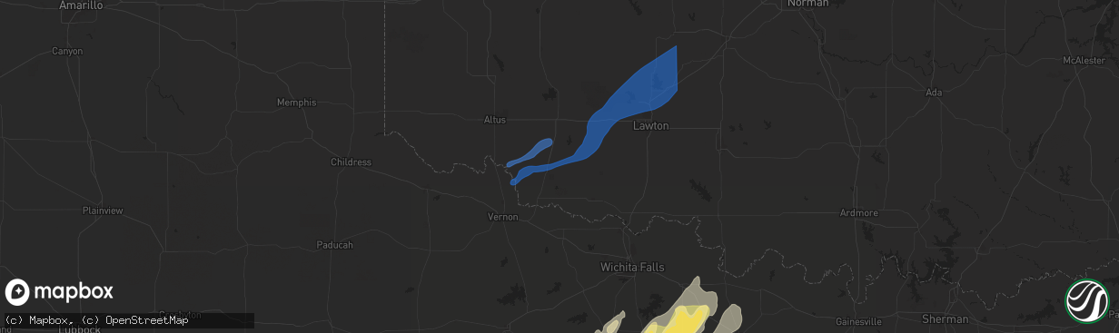 Hail map in Frederick, OK on November 3, 2024