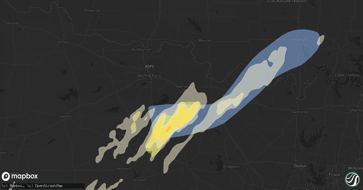 Hail map in Henrietta, TX on November 3, 2024